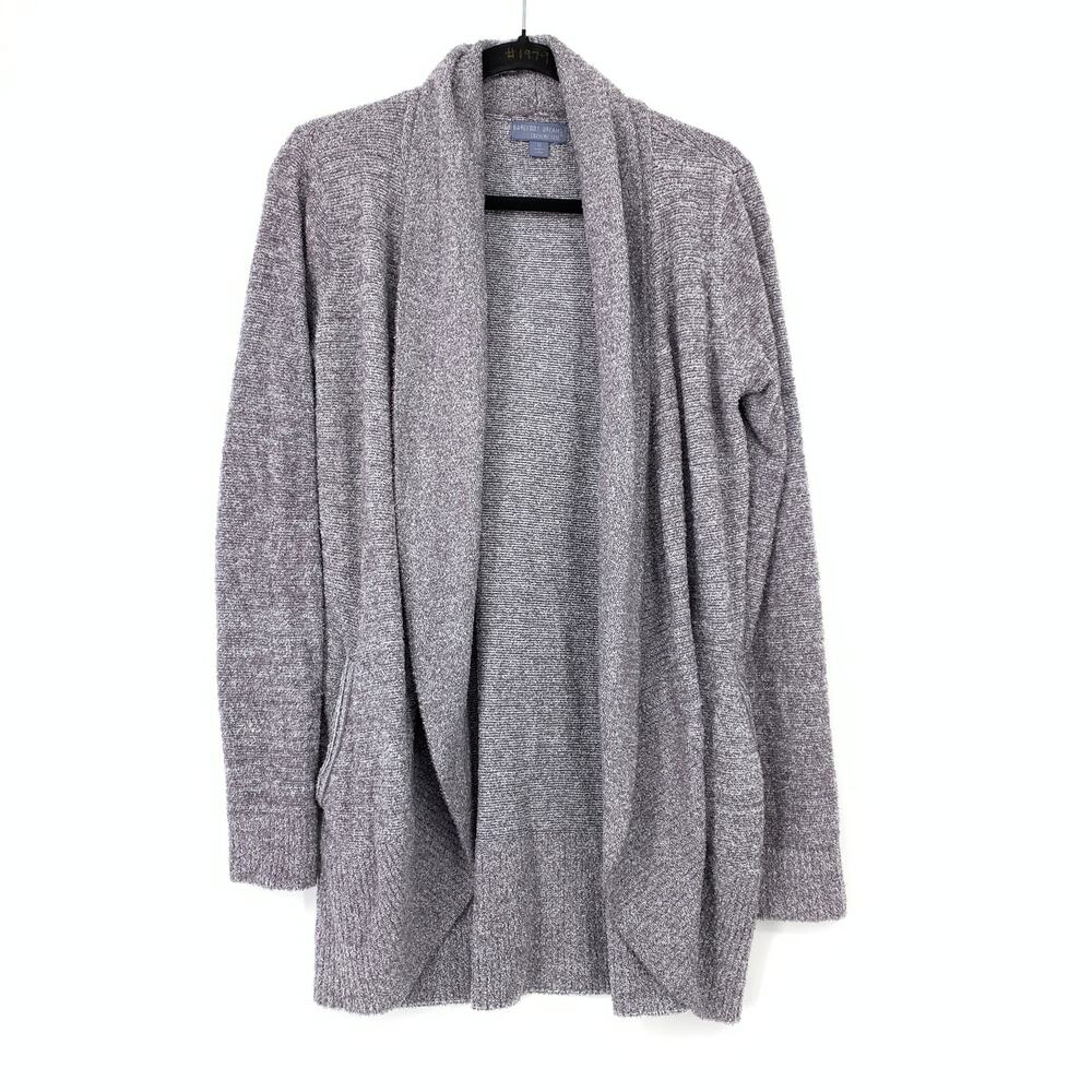 Barefoot Dreams Cozychic Lite Sweater Cardigan Womens M Purple Gray